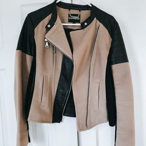 Women’s Express Two-Tone Faux Leather Moto Jacket